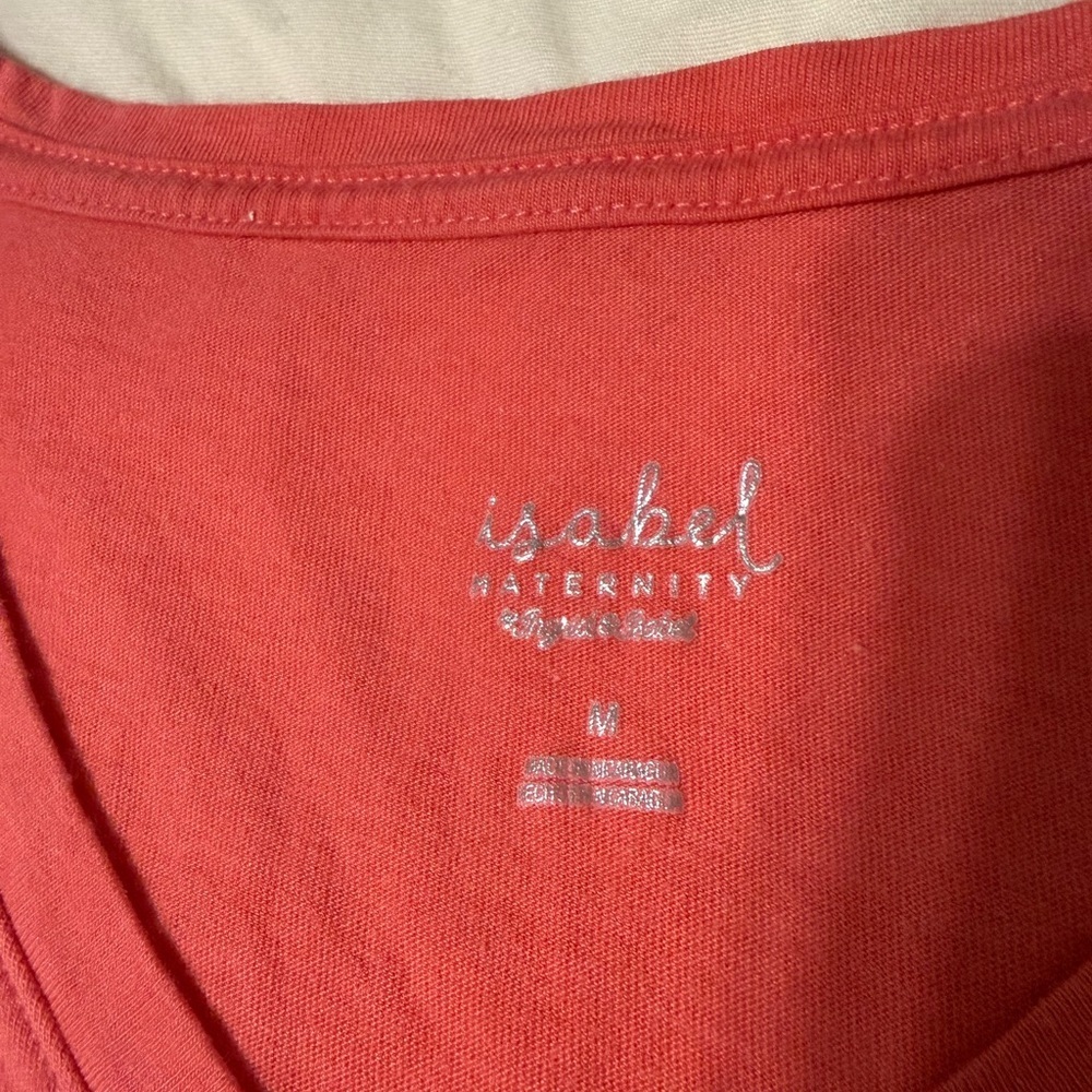 Women’s Maternity V-Neck Tee - Coral Pink - Picture 3 of 4